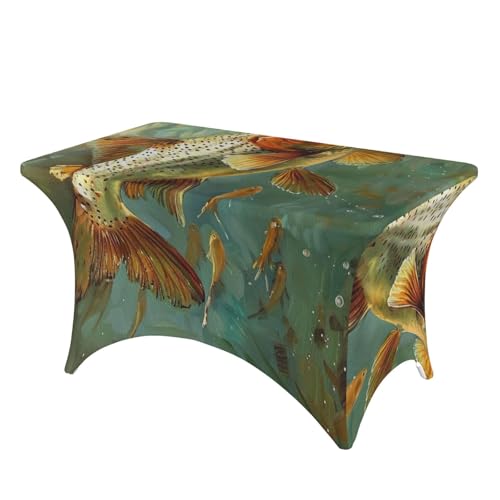 Nappe imprimée poisson 1,2 m élastique et lavable pour table de cuisine