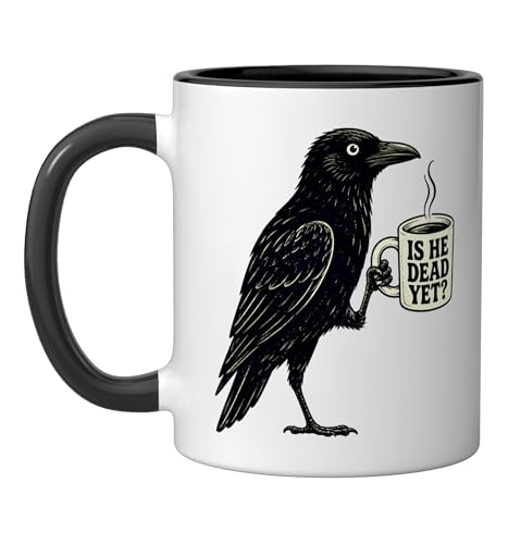 Taza de cerámica negra y blanca de 11 onzas miniatura 1
