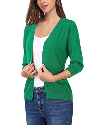 Women's 3/4 Sleeve Button Down Sweater Cardigan