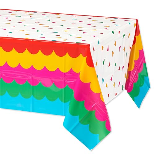 Image of American Greetings 3-Count # sq. ft. Plastic Table Covers, Fiesta Party Supplies (54 in. x 84 in.)