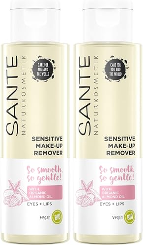 Sante Naturkosmetik, Sensitive Makeup Entferner für sensible Haut entfernt Augen LippenMakeup auch für wasserfestes Makeup geeignet mit wertvollen BioÖlen Vegan, transparent, 110 milliliter