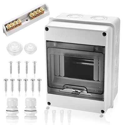 Caja Estanca Exterior Electrica IP65, 5 Vías Caja de Distribución Eléctrica, Caja Cuadro Electrico de Superficie, Caja Electrica, Caja de Fusibles para Empotrar Exterior Interior Jardín