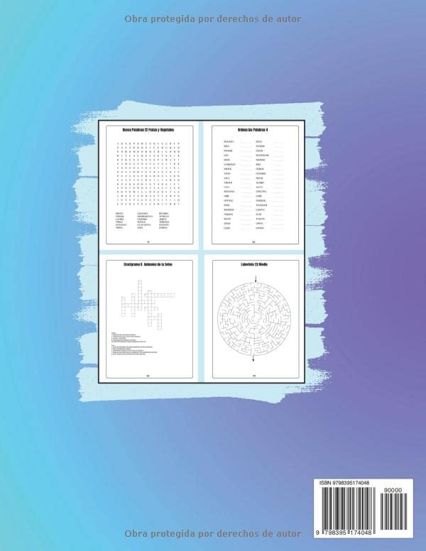 Miniatura 2 de 6 en 1 Pasatiempos en Español y Sopa de Letras para Adultos Busca Palabras, Vocales Faltantes, Ordena las Palabras, Crucigramas, Laberintos, Sudoku