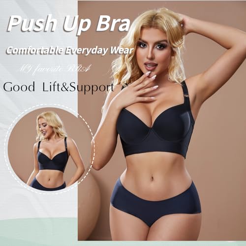 Super Push Up Bra Smoothing Back Fat Bra with Support Comfortable Seamless T Shirt Bra (34B-46DD)2