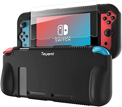 Teyomi capa de silicone protetora para Nintendo Switch, capa de aperto com protetor de tela de vidro