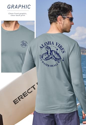 Image of Mens UPF 50+ Rash Guard Quick Dry Lightweight Summer UV Sun Protection Long Sleeve Swim Shirt (S-XXL)