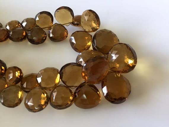 Quartz citron en cœur facetté création de bijoux d'été en perles naturelles