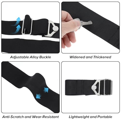 Image of Tyqour Luggage Strap Suitcase Belts Adjustable 2-in-1 Luggage Belt Straps to Connect Two Suitcases Travel Belt for Luggage Accessories Personalized Airport Travel Accessories(Black)