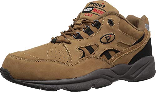 Propét Men's Stability Walker Walking Sneakers Medicare Approved Shoes , Choco/Black Nubuck, 8.5 Wide
