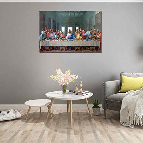 Jxbyjp Last Supper Living Room Wall Art Christian Home Wall Decor Jesus Posters Abstract Landscape Artwork Print Framed Ready To Hang (Last Supper, 12X16Inch) #TOP3