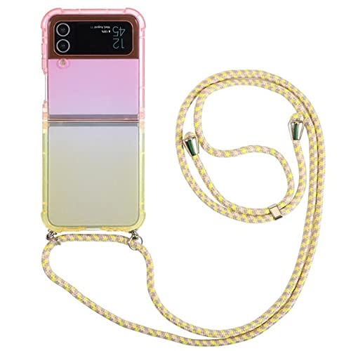 Coque Samsung Z Flip 3 colorful gradient rose jaune transparente avec cordon