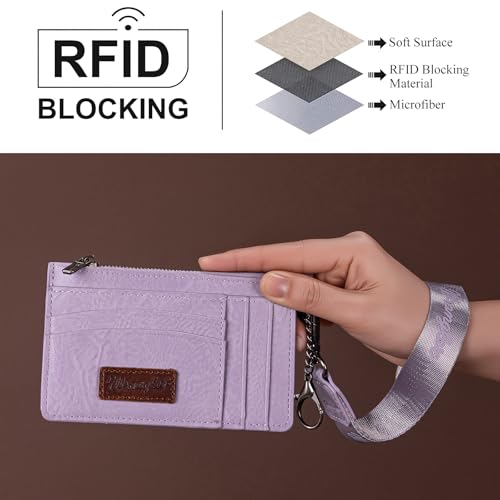 Image of Montana West X Wrangler RFID Card Holder Small Credit Card Holder for Women Card & ID Cases Slim Wallet Cards Holders with Keychain Wristlet Strap