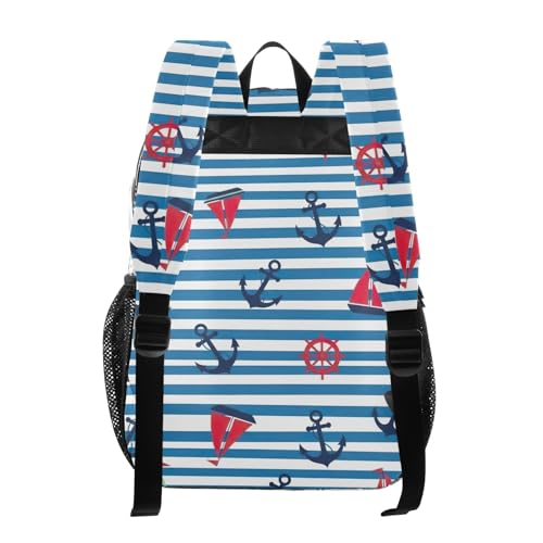 Girls Backpack Kids Boys Navy Blue Anchors Blue Stripe Clear Bag for Women Travel Approved Shoulder Bag3