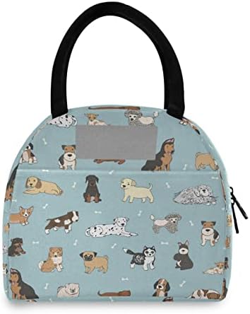 TropicalLife Dogs Bones Pattern Lunch Bag for Women Insulated Cooler Tote Bag Portable Lunch Box Bag for Children Girls Men Adult Work School Picnic