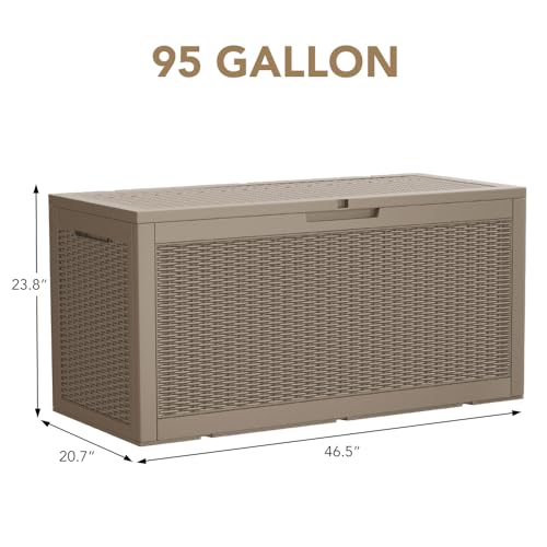 image for Devoko 95 Gallon Deck Box Large Resin Outdoor Storage Box, Waterproof 