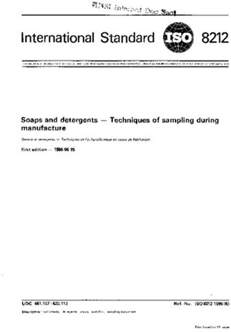 ISO 8212:1986, Soaps and detergents -- Techniques of sampling during manufacture Paperback โ August 23, 2007
