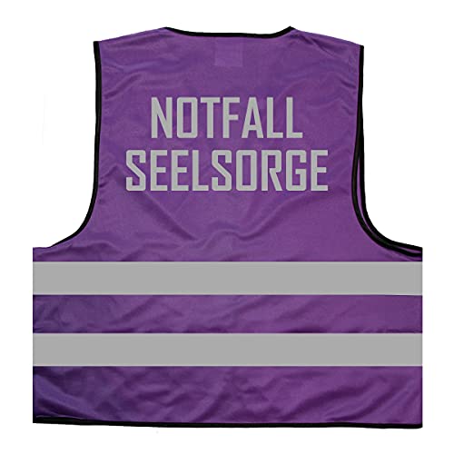 Mister Warnwesto Warnweste - Signalweste - Notfallseelsorge 2-Zeilig - Warnweste mit reflektierendem Aufdruck - Größe L/XL, Lila