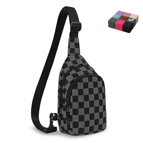 Checkered Women's Sling Bag - Stylish Small Backpack Crossbody Chest Bag & Fanny Pack Purse