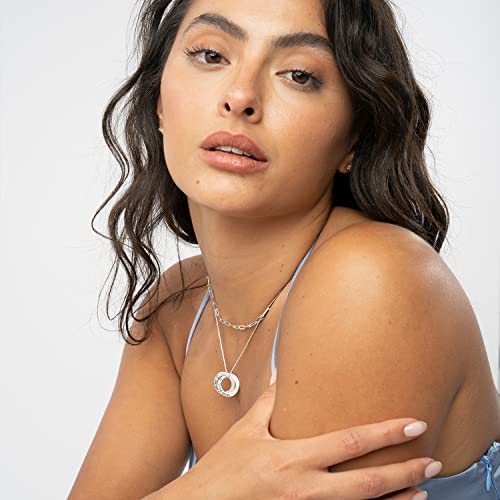 Personalized Russian Ring Pendant Necklace with Diamond/Birthstone Options - Sterling Silver, Gold Plated, Gold Vermeil or 14K Solid Gold - Two or Three Rings - by MYKA4