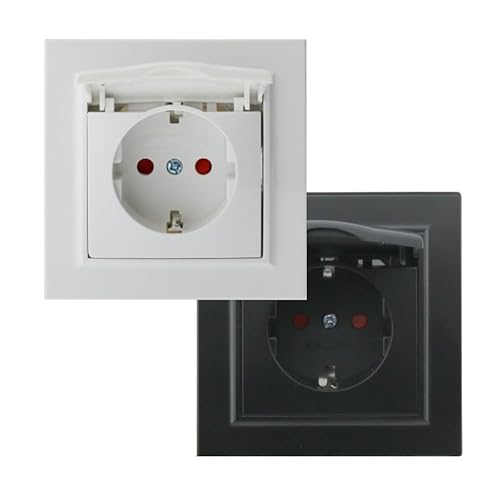 Enchufe tipo schuko - tapa, diseño negro mate, medidas 84x84x40 mm, categoría de material eléctrico, ideal para mecanismos eléctricos*