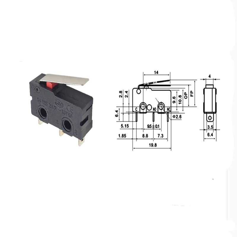 Interrupteur micro tactile avec levier long 20mm pour détection précise