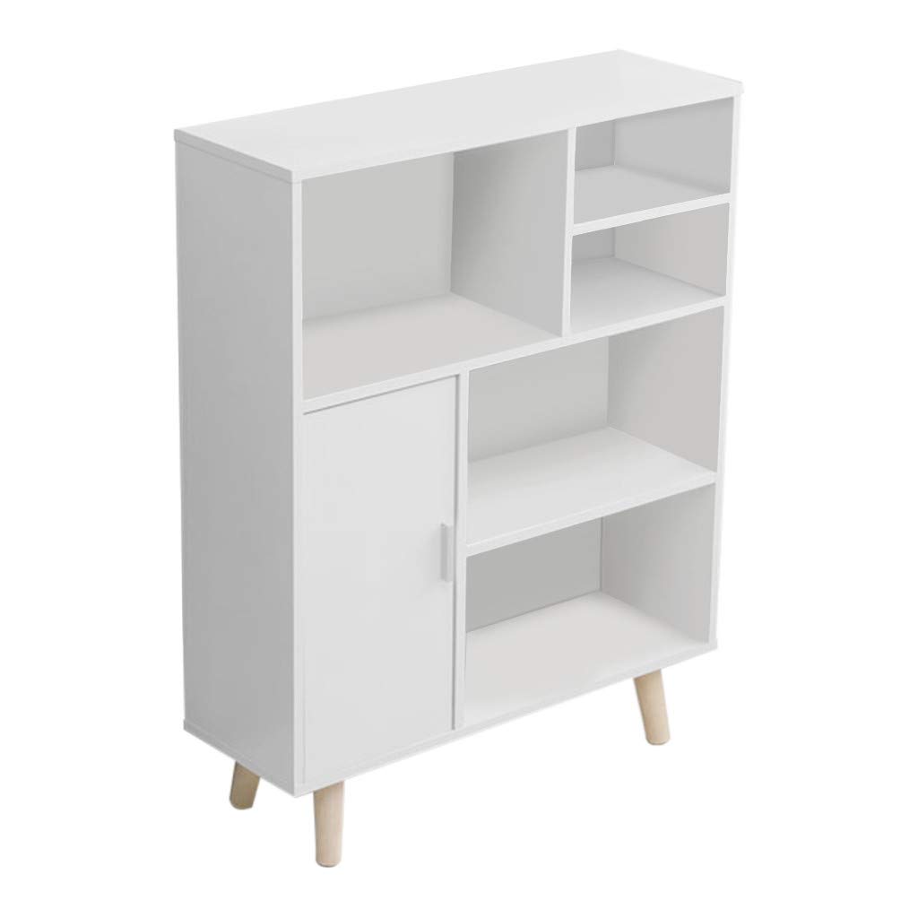 huijdew White Wood Bookcases Bookshelf Small Floor 5Shelf