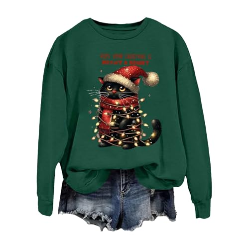 Suéter feo de Navidad para mujer con gato ideal para cenas familiares