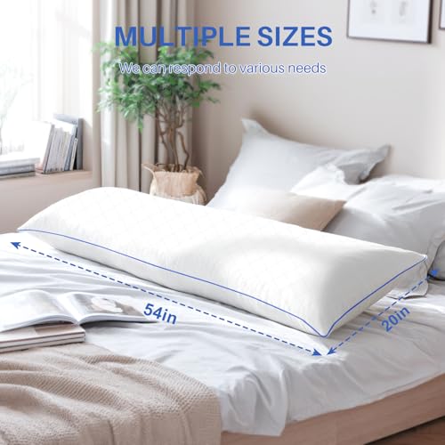 YZ HOME Long Body Pillow for Adults - Firm Body Pillow Insert with Shredded White Memory Foam, Adjustable Height, Soft Support for Side Sleeping, Pregnant Women, Washable