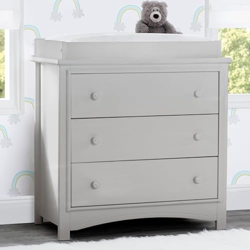 Delta Children Perry 3 Drawer Dresser with Changing Top and Interlocking Drawers, Moonstruck Grey - image 2