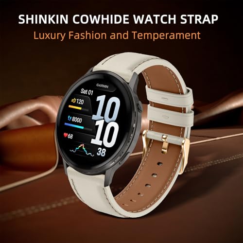 22mm Leather Watch Bands for Garmin Venu 4 45m/Venu 3 45mm/Venu 2/Active by ShinKin - Used condition - Image 2