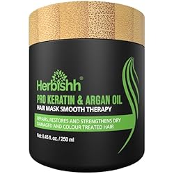 Herbishh Argan Hair Mask-Deep Conditioning & Hydration For Healthier Looking Hair for very Dry, Weak, Stressed Out Hair, No Silicones, No Sulphates, No Parabens (8.45 fl oz)