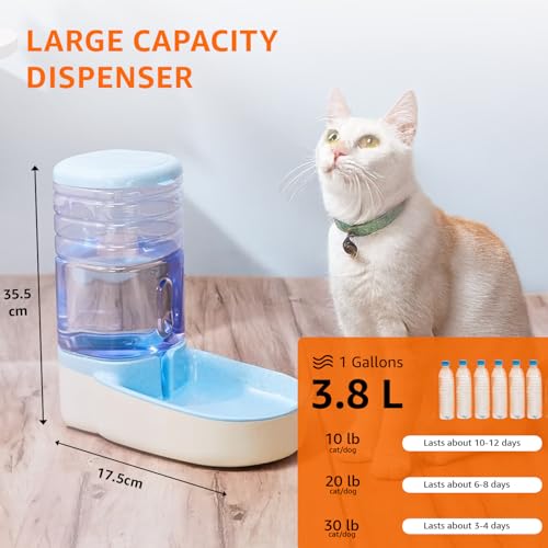 Image of Amazon Basics Automatic Gravity Water Dispenser | Non-Toxic Plastic Material | 3.8 Liters | White | for Dogs, Cats, Puppies & Kittens