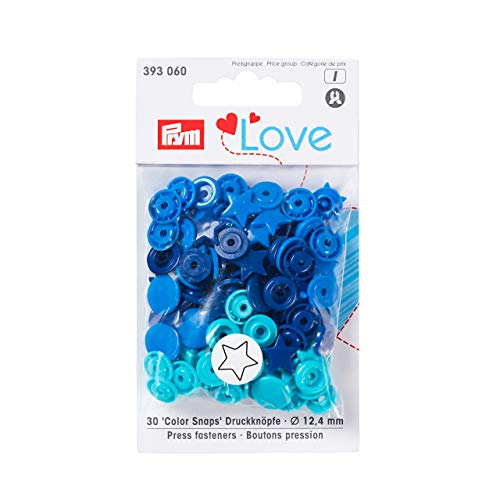Prym 393060 Bouton Pression Color, Prym Love, étoile, 12,4mm, Bleu/Turquoise/Encre Cover