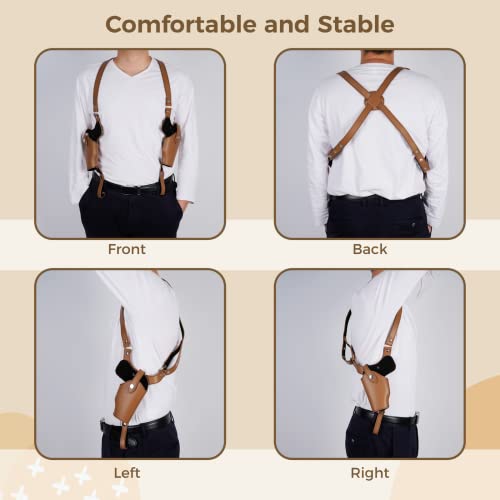 Leather Shoulder Holster, Universal Vertical Concealed Holster With Double Magazine Holder Fit Glock 1911 And Most Kinds Of Pistols (Brown) #TOP1