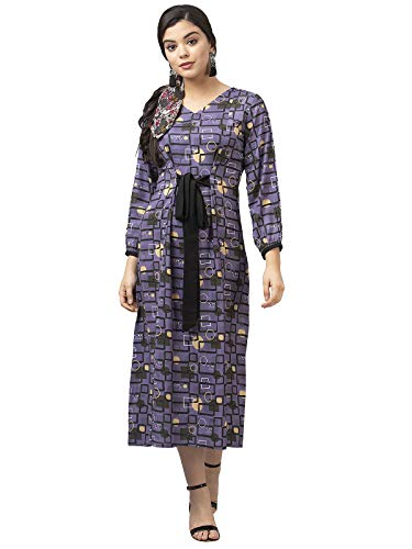 Image of Selvia Women's Crepe Fit and Flare Knee-Length Casual Dress