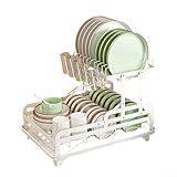 Design à 2 niveaux pour économiser de l'espace : la disposition à deux niveaux maximise l'espace vertical pour contenir des assiettes, des bols, des tasses et des ustensiles de cuisine tout en laissant plus de plan de travail ; les niveaux amovibles permettent un arrangement flexible pour les articles plus grands.