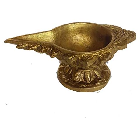 CollectionsAroundTheWorld Hindu Diya Oil Lamp Puja Diva Diwali God Prayers Candle Brass Metal Dia Festive Candle Holder Cover