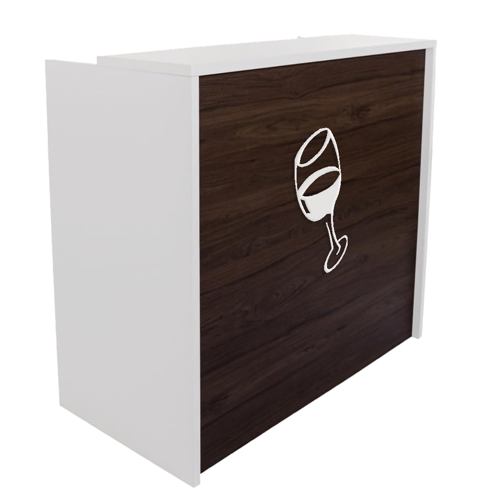 Bureau de réception pour restaurant, bar, vin, hôtellerie. Table de comptoir avec motif en relief (80 cm de large, noyer)