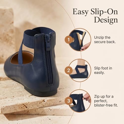Image of EMMA NEW YORK Ankle Strap Flats for Women, Women Flat Ballerina Shoes, Women's Ballet Flats with Strap