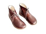 Handmade Leather Grounding Shoes with Copper Rivets | Wide Toe Box Boot | Natural Leather Barefoot Boot | Bitter Brown (Women 8 US)