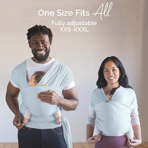 Image of Boba Baby Wrap Carrier - Original Baby Sling Carrier for Newborns (7-35 lbs), Soft, Secure, Hands-Free & Ergonomic, Ideal for Comfortable Bonding, New Parents (Serenity Light Blue)