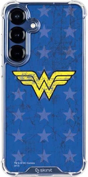 Skinit Clear Phone Case Compatible with Galaxy S25 - Officially Licensed DC Comics Wonder Woman Action Pose Pattern Design