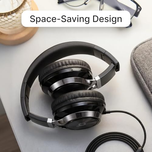 ARTIX CL750 Wired Headphones with Mic — Noise Isolating On-Ear Headphones for Computer and Laptop Wired, Plug in Corded Headphone with Wire (Foldable, Aux Jack 3.5mm)