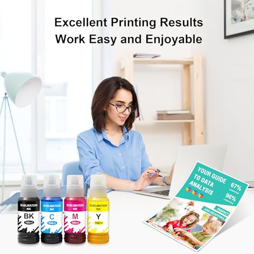 CLREEGRI Tinta de sublimação compatível com Ecotank 2800 ET2720 ET2750 ET2760 ET2800 ET-2803 ET-2850