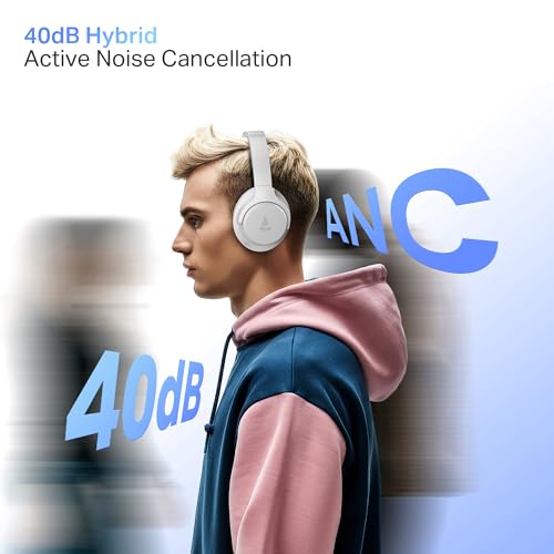 Image of boAt 2025 Launch Rockerz 512 Anc, 40Db Hybrid Anc, 80Hrs Playback, 40Mm Drivers, 40Ms Latency Beast Mode, Enx Tech, App Support, Over Ear Bluetooth Headphones, Wireless Headphone With Mic (Bold White)