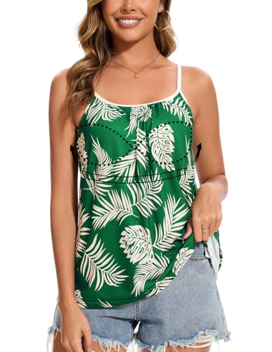 Image of Camisoles for Women with Built in Bra Adjustable Strap Tank Tops Cami Sleeveless Summer Tops for Workout Sleeping Traveling