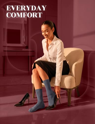 Image of Hugh Ugoli Womens Thin Soft Bamboo Dress Socks, Business, Crew, 3-6 Pairs