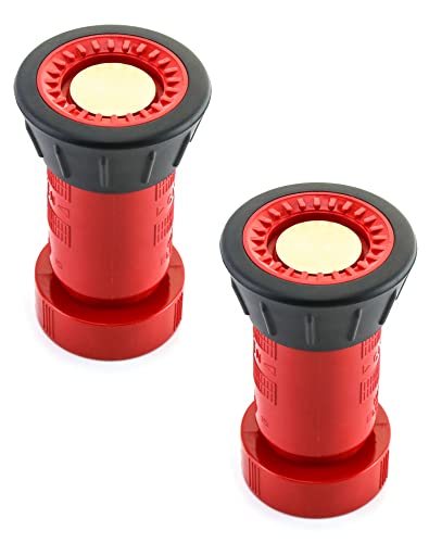 Image of QWORK Fire Hose Nozzle, 1-1 /2 inch Heavy Duty NPSH Thermoplastic Constant Flow Fog Nozzle, Fire Equipment, 2 Pack