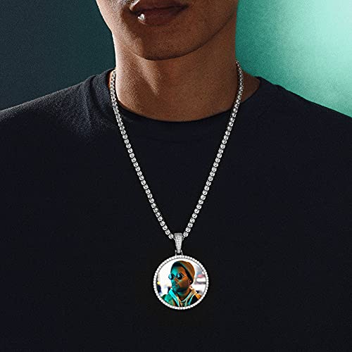 Yimeraire Photo Necklace Customized Picture 925 Sterling Silver Picture Pendant For Men Iced Out Custom Picture Necklace Personalized Photo Chains Image Chram Memory Pendant #TOP2