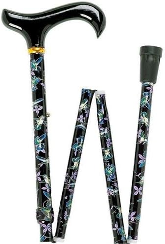 Petite Folding Single Point Cane Color: Black Hummingbird
